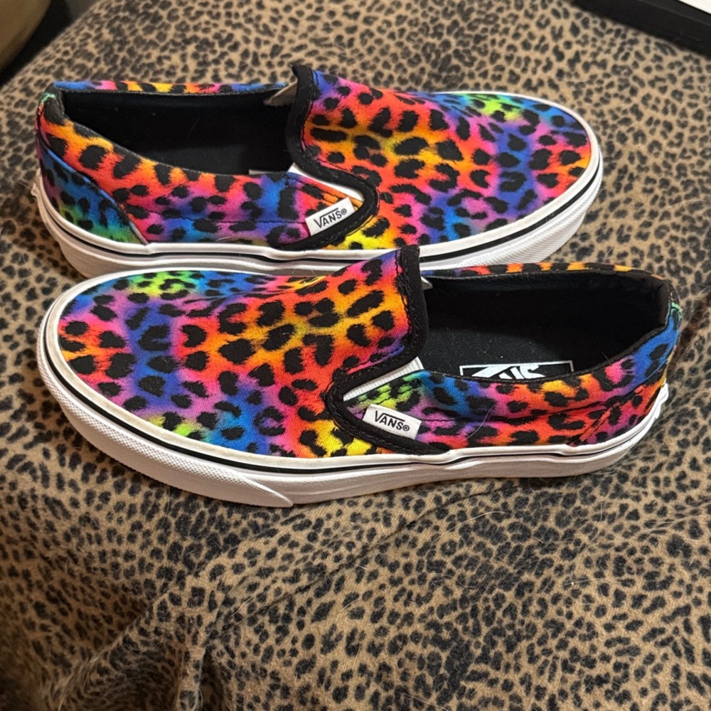 Vans slip-on women’s 6.5 rainbow cheetah leopord print shoes - Picture 4 of 7